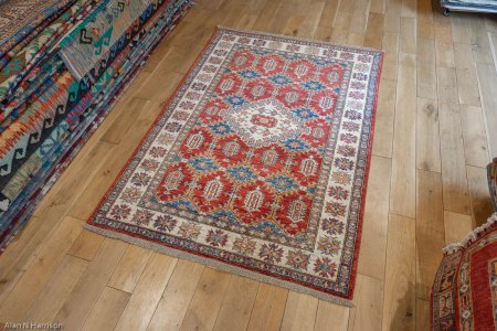 Hand-Knotted Kazak Rug From Afghanistan