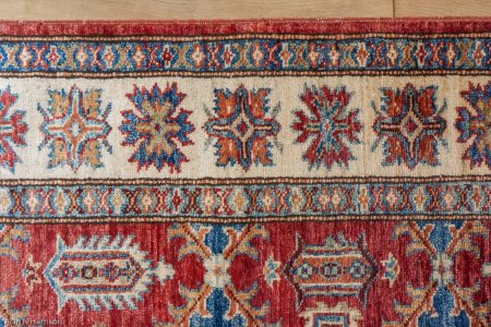 Hand-Knotted Kazak Rug From Afghanistan