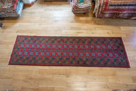 Hand-Knotted Aqcha Runner From Afghanistan