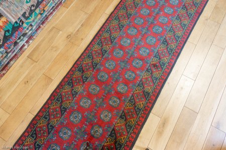 Hand-Knotted Aqcha Runner From Afghanistan