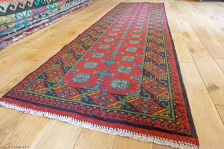 Hand-Knotted Aqcha Runner From Afghanistan