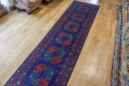 Hand-Knotted Aqcha Runner From Afghanistan
