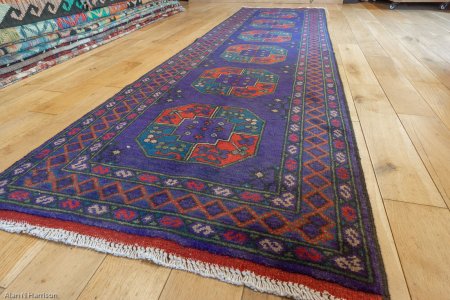 Hand-Knotted Aqcha Runner From Afghanistan