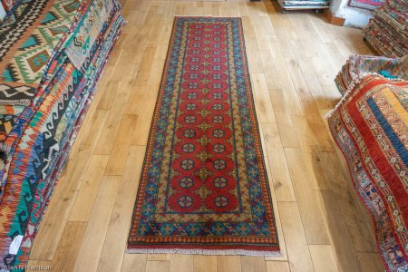 Hand-Knotted Aqcha Runner From Afghanistan