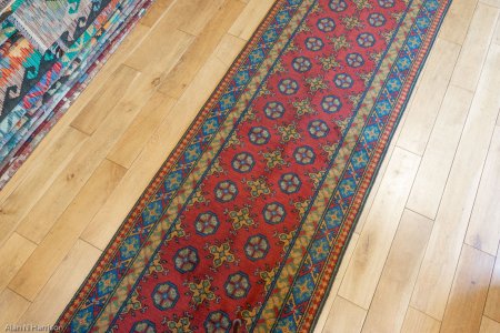 Hand-Knotted Aqcha Runner From Afghanistan