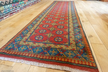 Hand-Knotted Aqcha Runner From Afghanistan