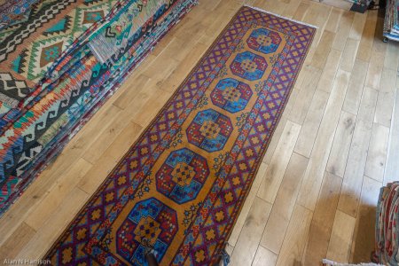 Hand-Knotted Aqcha Runner From Afghanistan