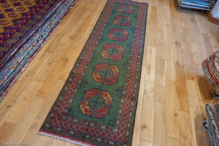 Hand-Knotted Aqcha Runner From Afghanistan