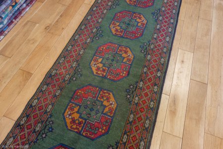 Hand-Knotted Aqcha Runner From Afghanistan