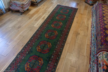 Hand-Knotted Aqcha Runner From Afghanistan