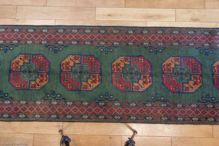 Hand-Knotted Aqcha Runner From Afghanistan