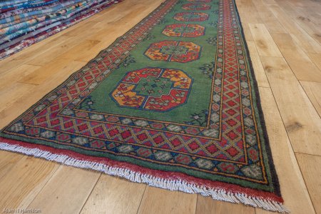 Hand-Knotted Aqcha Runner From Afghanistan