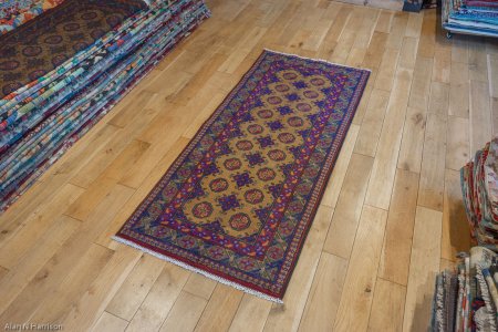 Hand-Knotted Aqcha Rug From Afghanistan