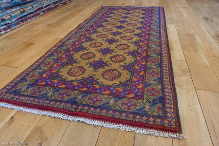 Hand-Knotted Aqcha Rug From Afghanistan