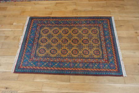 Hand-Knotted Aqcha Rug From Afghanistan