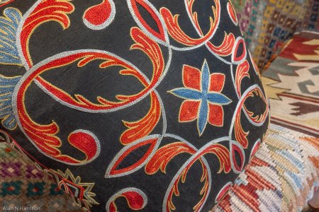 Hand-Made Sozani Silk Embroidered Cushion From Turkey