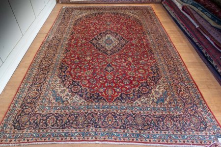 Hand-Knotted Kashan Rug From Iran (Persian)