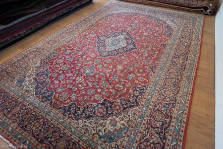 Hand-Knotted Kashan Rug From Iran (Persian)