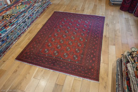 Hand-Knotted Aqcha Rug From Afghanistan