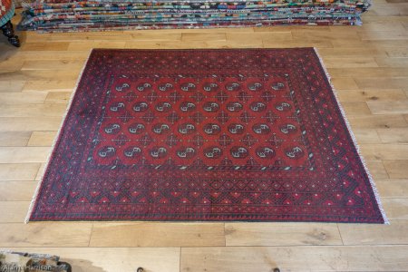 Hand-Knotted Aqcha Rug From Afghanistan