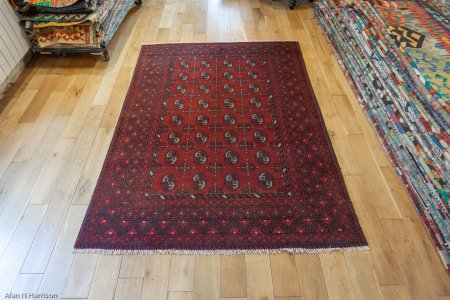 Hand-Knotted Aqcha Rug From Afghanistan