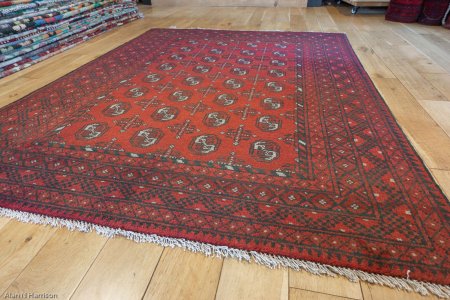 Hand-Knotted Aqcha Rug From Afghanistan