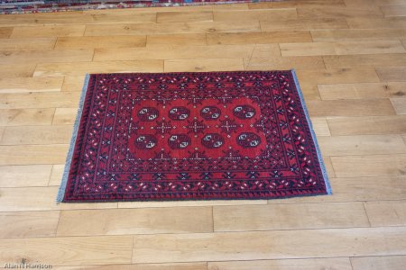 Hand-Knotted Aqcha Rug From Afghanistan