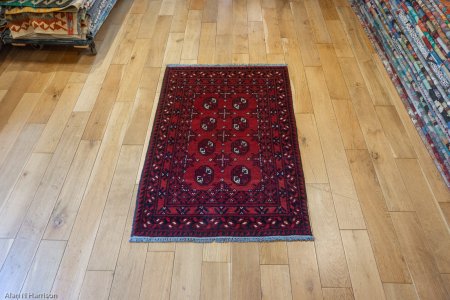 Hand-Knotted Aqcha Rug From Afghanistan