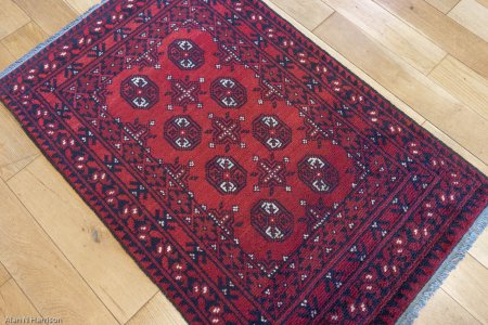 Hand-Knotted Aqcha Rug From Afghanistan