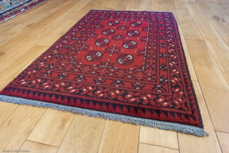 Hand-Knotted Aqcha Rug From Afghanistan