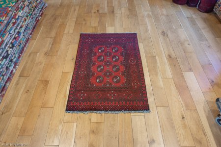 Hand-Knotted Aqcha Rug From Afghanistan