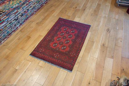 Hand-Knotted Aqcha Rug From Afghanistan