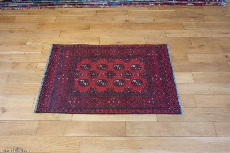 Hand-Knotted Aqcha Rug From Afghanistan