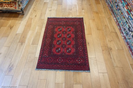 Hand-Knotted Aqcha Rug From Afghanistan