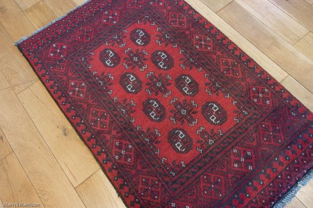 Hand-Knotted Aqcha Rug From Afghanistan