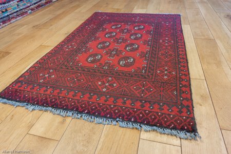 Hand-Knotted Aqcha Rug From Afghanistan