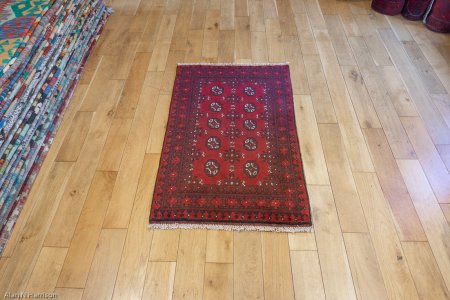 Hand-Knotted Aqcha Rug From Afghanistan
