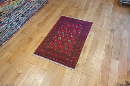 Hand-Knotted Aqcha Rug From Afghanistan
