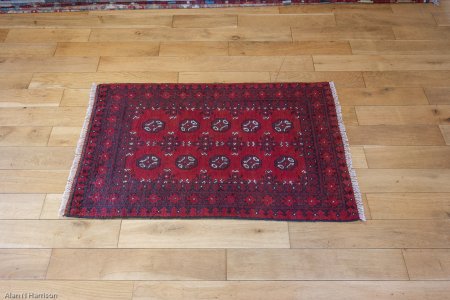 Hand-Knotted Aqcha Rug From Afghanistan