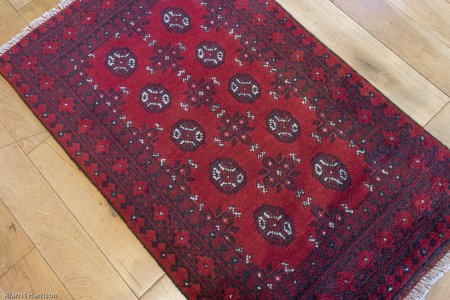 Hand-Knotted Aqcha Rug From Afghanistan
