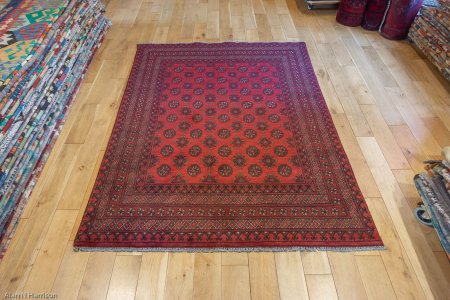 Hand-Knotted Aqcha Rug From Afghanistan