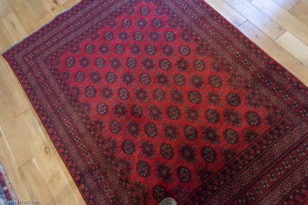 Hand-Knotted Aqcha Rug From Afghanistan