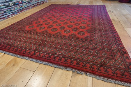 Hand-Knotted Aqcha Rug From Afghanistan