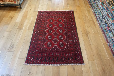 Hand-Knotted Aqcha Rug From Afghanistan