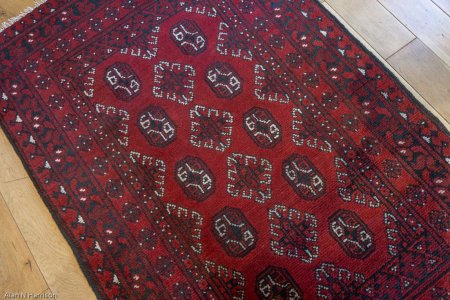 Hand-Knotted Aqcha Rug From Afghanistan