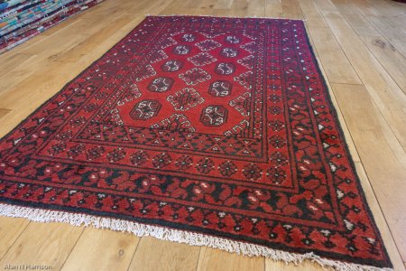 Hand-Knotted Aqcha Rug From Afghanistan