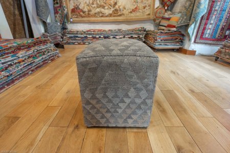 Hand-Made Mazar Stool Kilim Footstool From Afghanistan