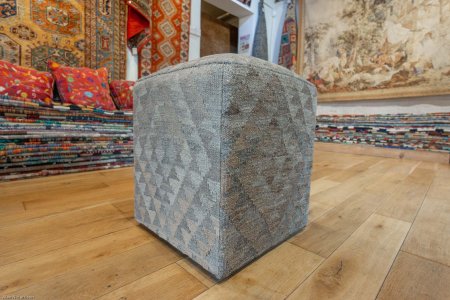 Hand-Made Mazar Stool Kilim Footstool From Afghanistan