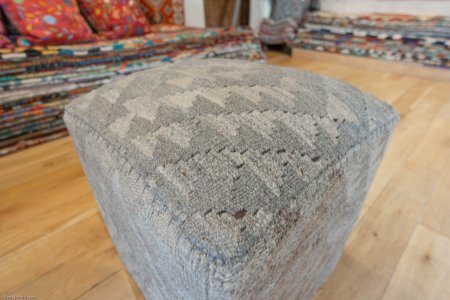 Hand-Made Mazar Stool Kilim Footstool From Afghanistan