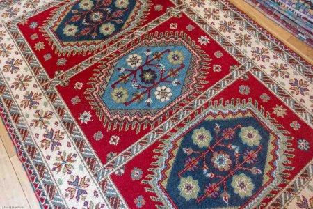 Hand-Knotted Indo Kazak Rug From India